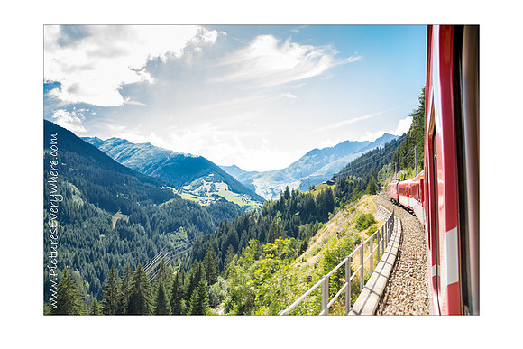 On the way back to Bugnei on the train, looking towards Sedrun